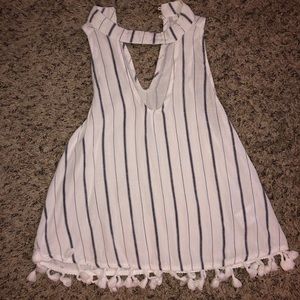 Striped tassel top